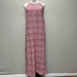 Boden Racer Neck Red and White  Midi Dress 10R
